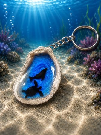 Handmade Ocean Shark Resin Keychain