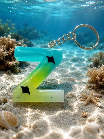 Handmade Resin Letter Z Ocean Keychain