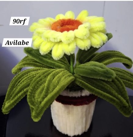 Yellow Daisy Pipe Cleaner Flower Pot