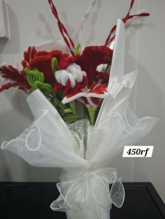 Red and White Lily Flower Bouquet