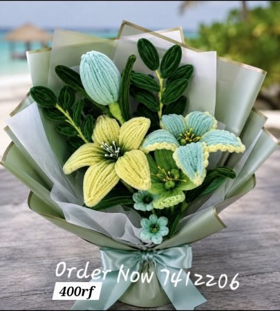 Pastel Blue and Yellow Flower Bouquet