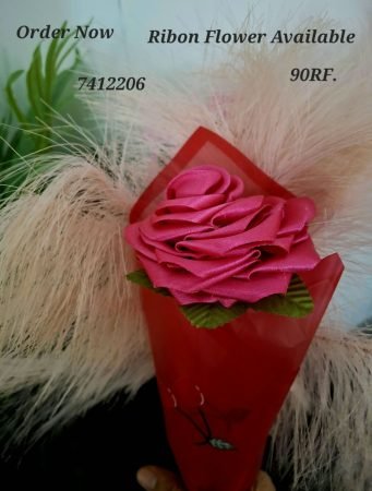Pink Ribbon Rose Cone Bouquet