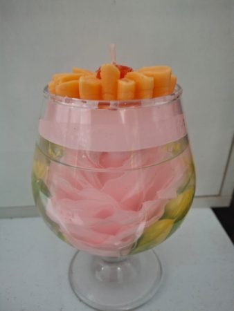 Pink Flower Resin Candle Goblet