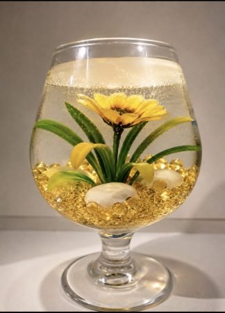 Golden Yellow Flower Resin Goblet