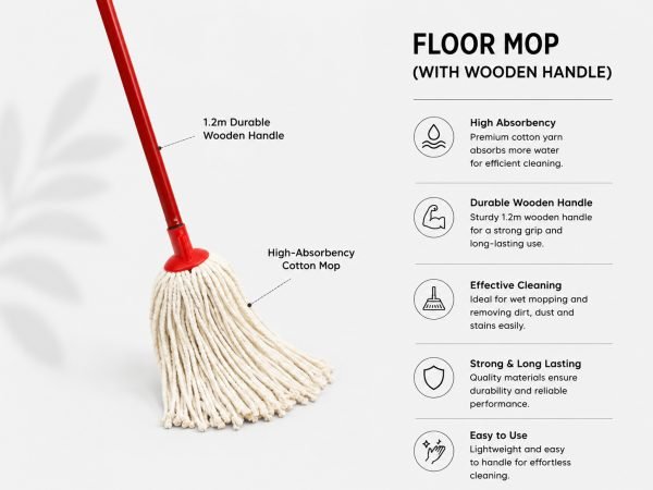 Floor Mop (With Wooden Handle)