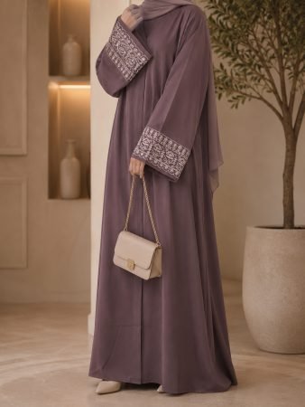 Premium Embroidered Abaya – Mauve ( Pre-order )