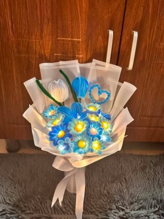 Handcrafted Blue Blossom LED Bouquet ✨💙