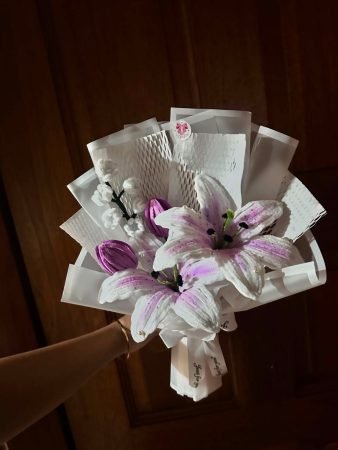 Handcrafted Lily & Tulip Bouquet 💜🌸