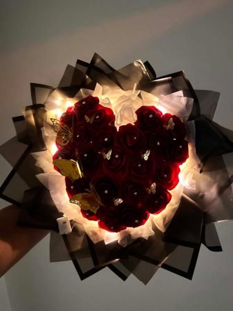 Heart-Shaped LED Rose Bouquet 🌹❤️