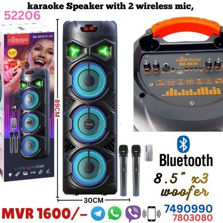 Karaoke Speaker with 2 Wireless Microphones