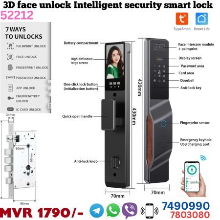 3D Face Unlock Smart Door Lock