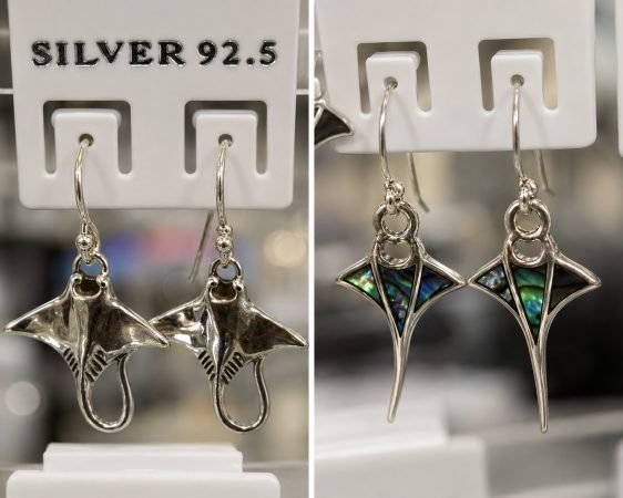 Silver Earring Manta /Opal