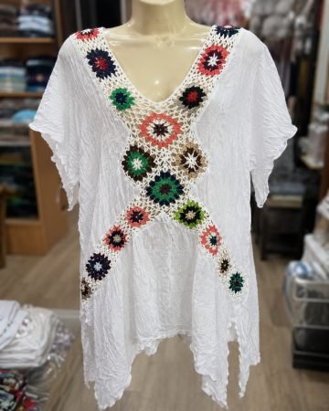Ladies Cross Coloured Dress (White/Black)