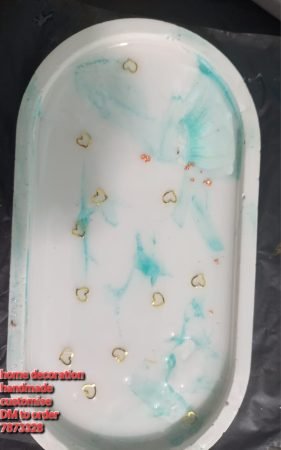 Handmade Blue Floral Oval Tray