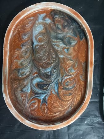 Handmade Copper Marble Oval Tray