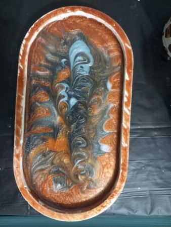 Handmade Copper Swirl Oval Tray