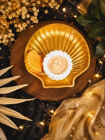 Gold Shell Candle Holder